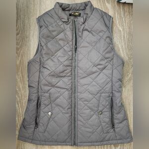Gray Quilted Vest with Zipper Pockets